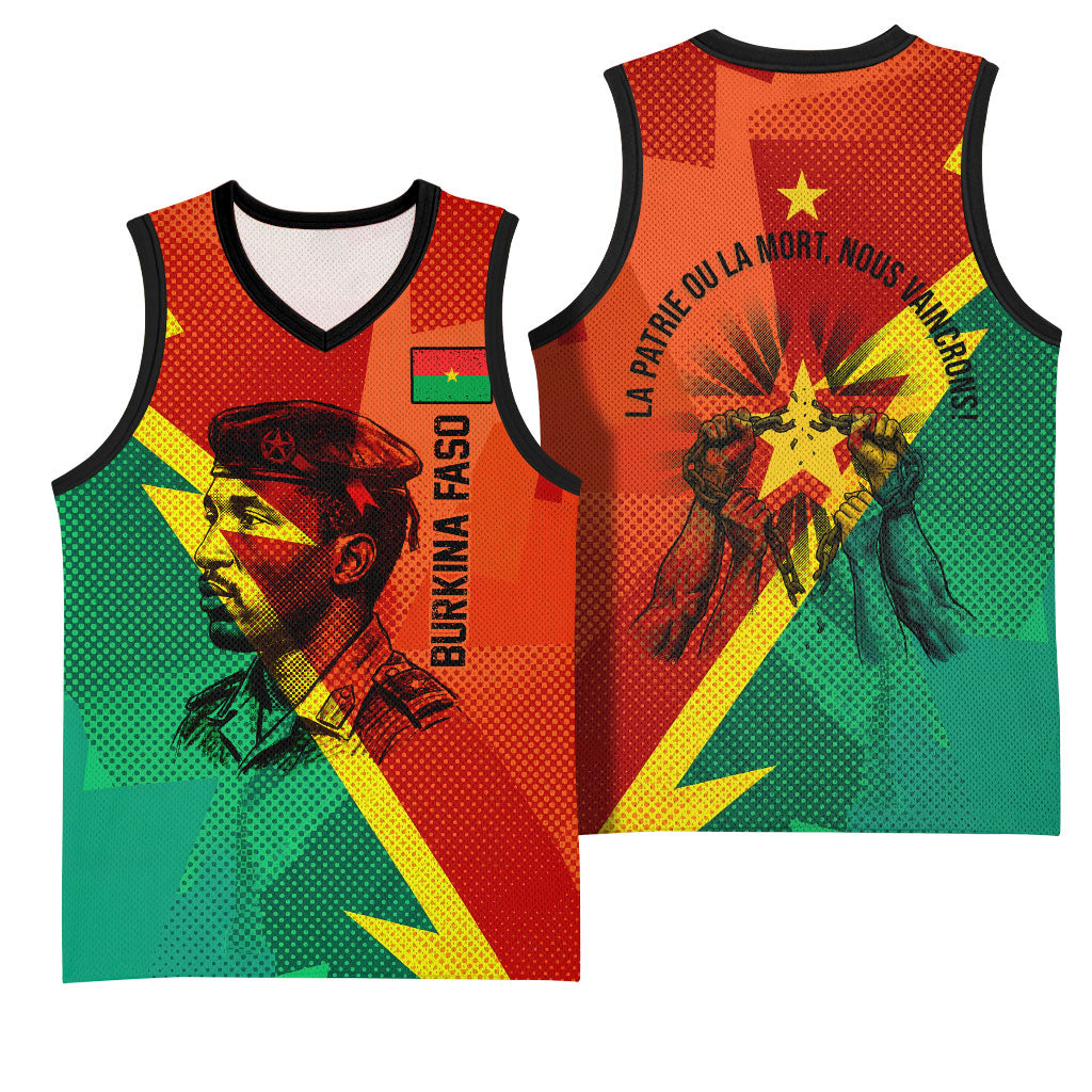 Burkina Faso Independence Day Thomas Sankara Basketball Jersey Revolution Heritage Broken Chains Graphic