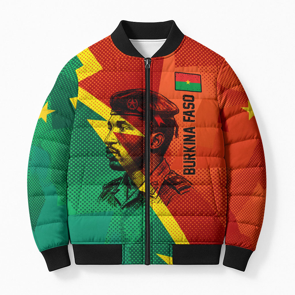 Burkina Faso Independence Day Thomas Sankara Bomber Puffer Jacket Revolution Heritage Broken Chains Graphic