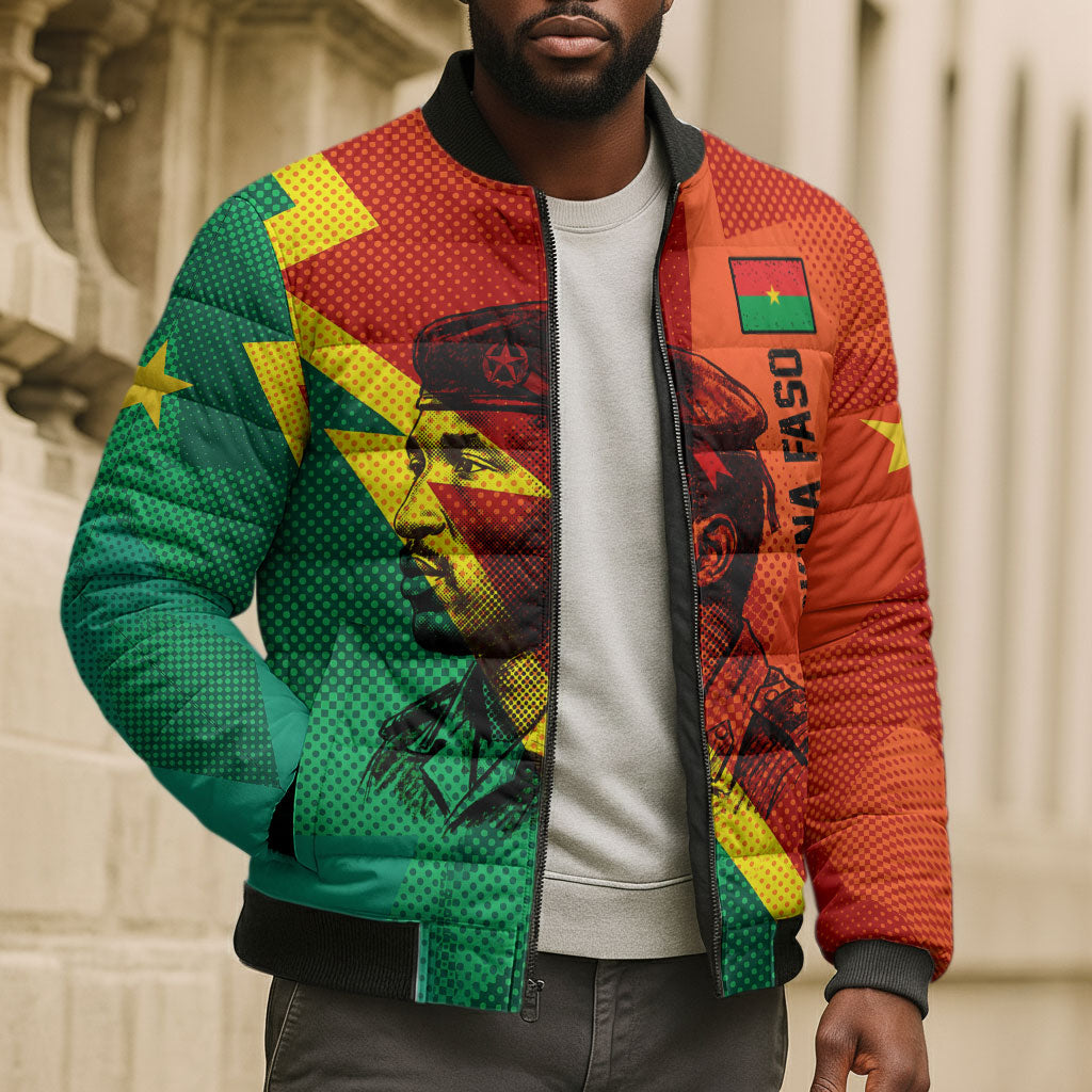 Burkina Faso Independence Day Thomas Sankara Bomber Puffer Jacket Revolution Heritage Broken Chains Graphic