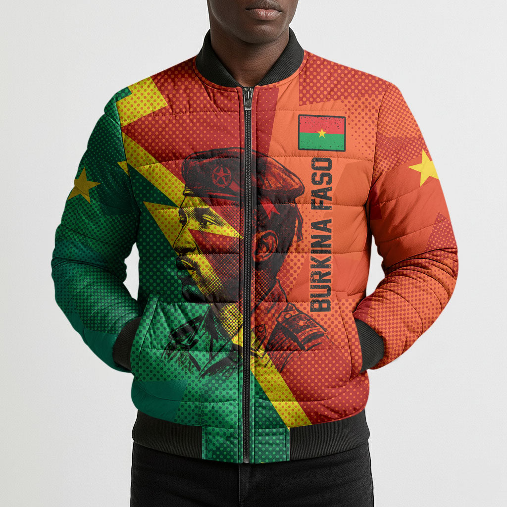 Burkina Faso Independence Day Thomas Sankara Bomber Puffer Jacket Revolution Heritage Broken Chains Graphic
