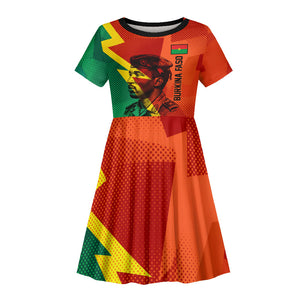Burkina Faso Independence Day Thomas Sankara Kid Short Sleeve Dress Revolution Heritage Broken Chains Graphic
