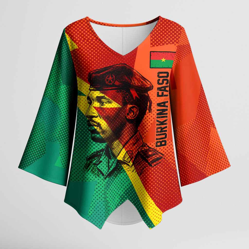 Burkina Faso Independence Day Thomas Sankara Kimono Sleeve Blouse Revolution Heritage Broken Chains Graphic