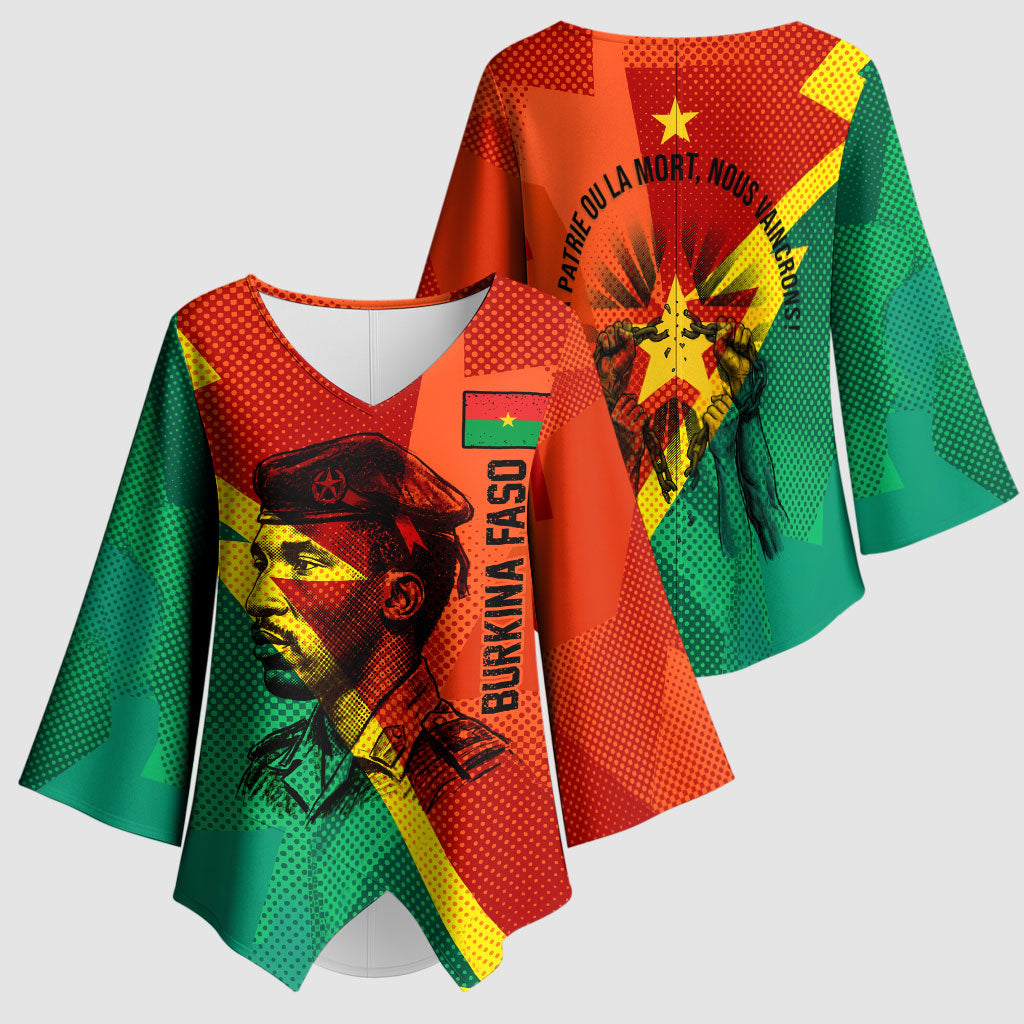 Burkina Faso Independence Day Thomas Sankara Kimono Sleeve Blouse Revolution Heritage Broken Chains Graphic