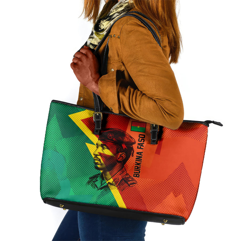 Burkina Faso Independence Day Thomas Sankara Leather Tote Bag Revolution Heritage Broken Chains Graphic