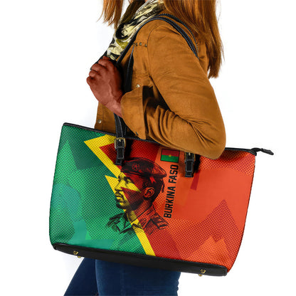 Burkina Faso Independence Day Thomas Sankara Leather Tote Bag Revolution Heritage Broken Chains Graphic
