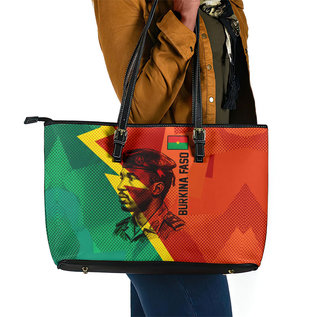 Burkina Faso Independence Day Thomas Sankara Leather Tote Bag Revolution Heritage Broken Chains Graphic