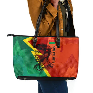 Burkina Faso Independence Day Thomas Sankara Leather Tote Bag Revolution Heritage Broken Chains Graphic