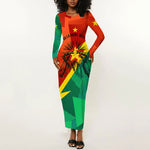 Burkina Faso Independence Day Thomas Sankara Long Sleeve Bodycon Dress Revolution Heritage Broken Chains Graphic