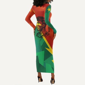 Burkina Faso Independence Day Thomas Sankara Long Sleeve Bodycon Dress Revolution Heritage Broken Chains Graphic