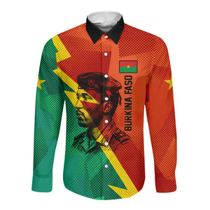 Burkina Faso Independence Day Thomas Sankara Long Sleeve Button Shirt Revolution Heritage Broken Chains Graphic