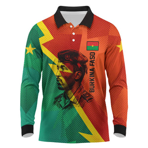 Burkina Faso Independence Day Thomas Sankara Long Sleeve Polo Shirt Revolution Heritage Broken Chains Graphic