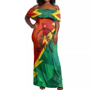 Burkina Faso Independence Day Thomas Sankara Off Shoulder Maxi Dress Revolution Heritage Broken Chains Graphic