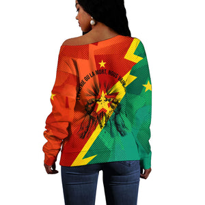Burkina Faso Independence Day Thomas Sankara Off Shoulder Sweater Revolution Heritage Broken Chains Graphic