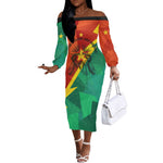 Burkina Faso Independence Day Thomas Sankara Off The Shoulder Long Sleeve Dress Revolution Heritage Broken Chains Graphic