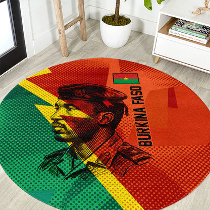 Burkina Faso Independence Day Thomas Sankara Round Carpet Revolution Heritage Broken Chains Graphic