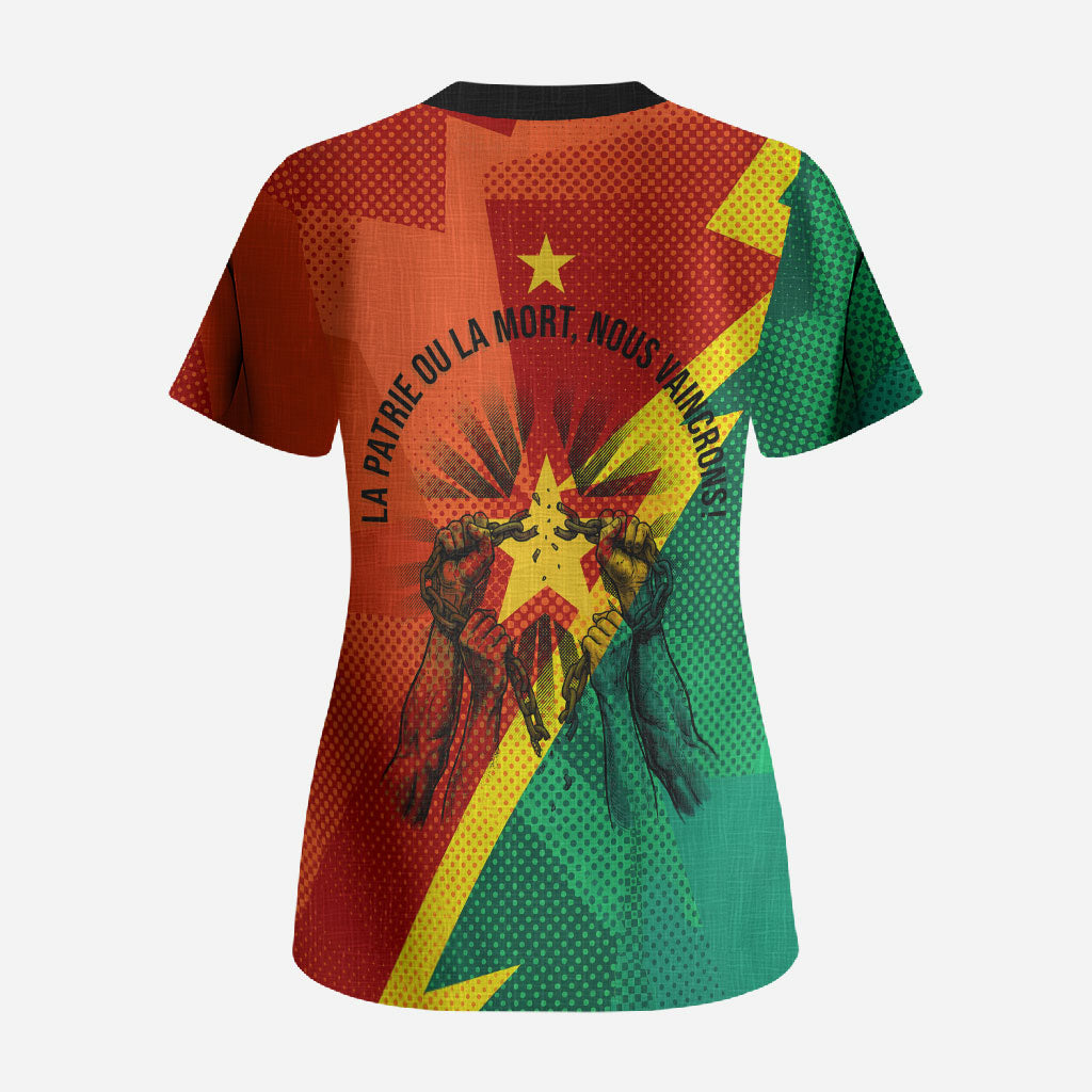 Burkina Faso Independence Day Thomas Sankara Scrub Top Revolution Heritage Broken Chains Graphic
