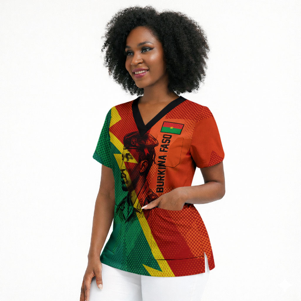 Burkina Faso Independence Day Thomas Sankara Scrub Top Revolution Heritage Broken Chains Graphic