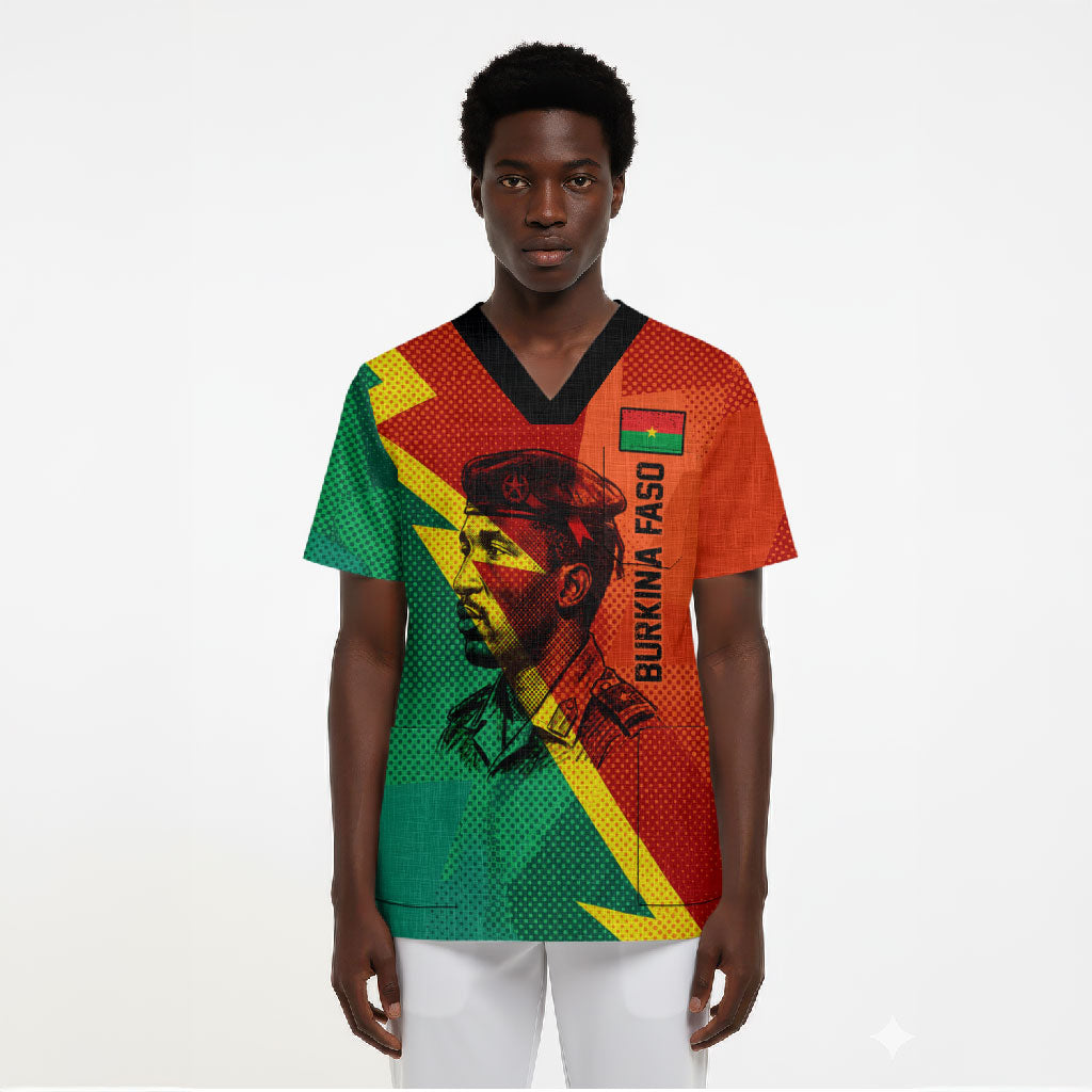 Burkina Faso Independence Day Thomas Sankara Scrub Top Revolution Heritage Broken Chains Graphic