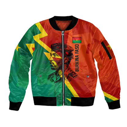 Burkina Faso Independence Day Thomas Sankara Sleeve Zip Bomber Jacket Revolution Heritage Broken Chains Graphic