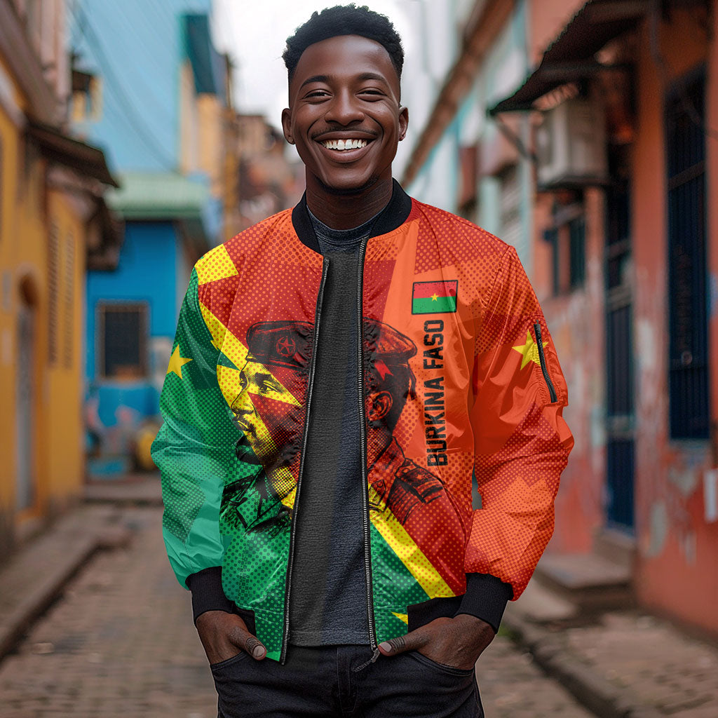 Burkina Faso Independence Day Thomas Sankara Sleeve Zip Bomber Jacket Revolution Heritage Broken Chains Graphic