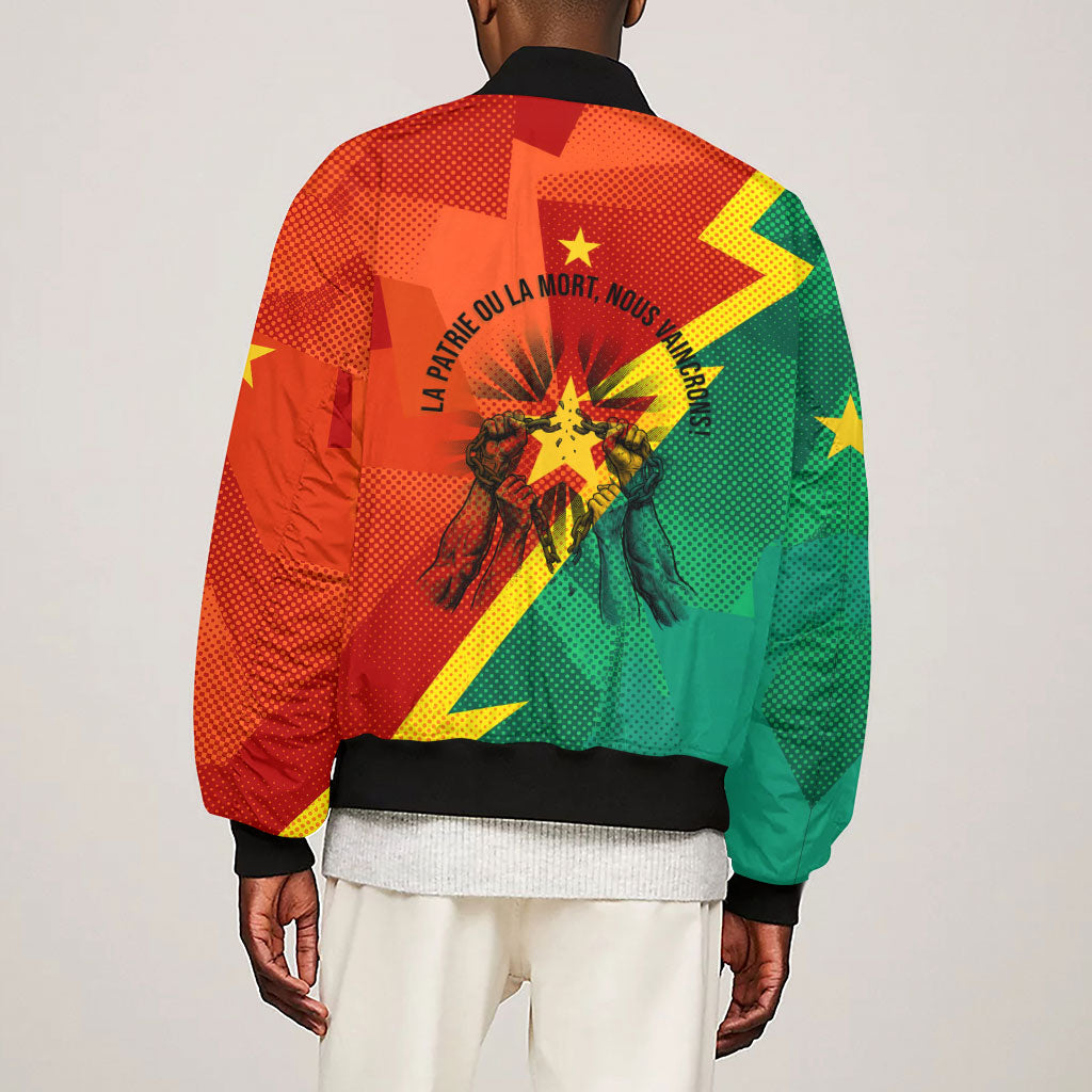Burkina Faso Independence Day Thomas Sankara Sleeve Zip Bomber Jacket Revolution Heritage Broken Chains Graphic