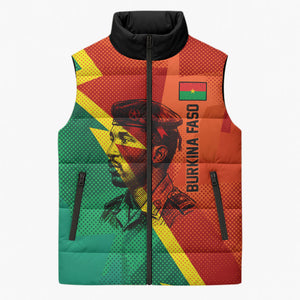 Burkina Faso Independence Day Thomas Sankara Sleeveless Puffer Jacket Revolution Heritage Broken Chains Graphic