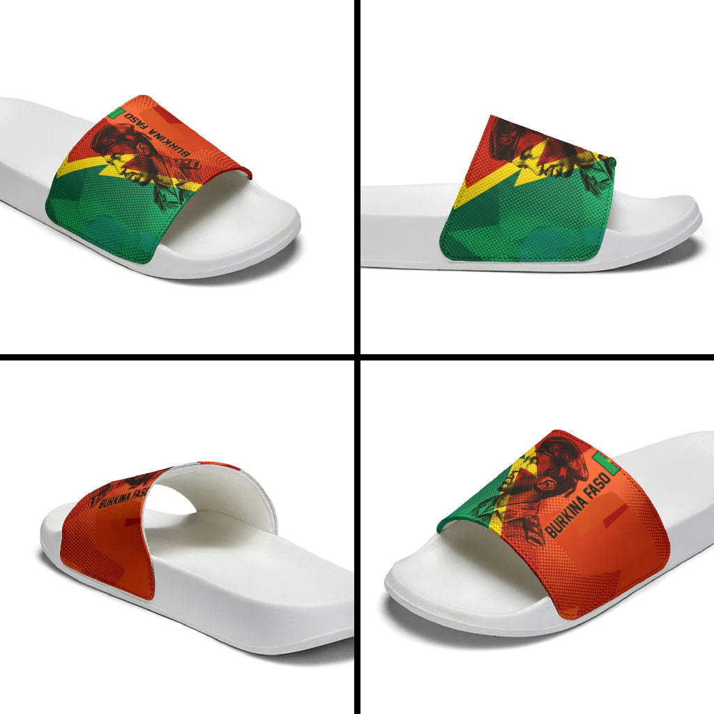 Burkina Faso Independence Day Thomas Sankara Slide Sandals Revolution Heritage Broken Chains Graphic