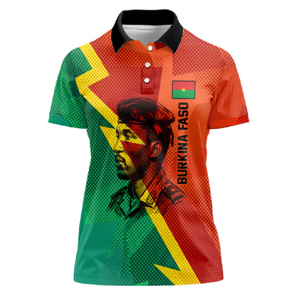 Burkina Faso Independence Day Thomas Sankara Women Polo Shirt Revolution Heritage Broken Chains Graphic
