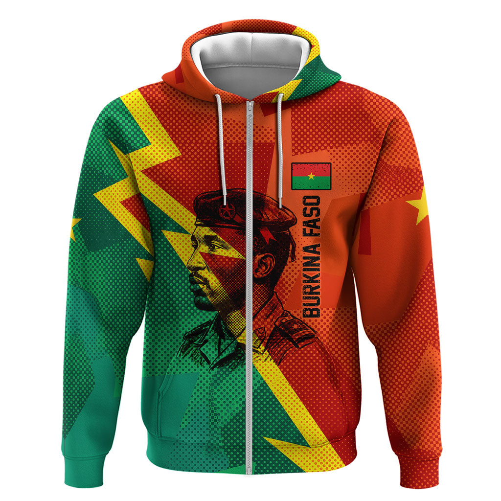 Burkina Faso Independence Day Thomas Sankara Zip Hoodie Revolution Heritage Broken Chains Graphic