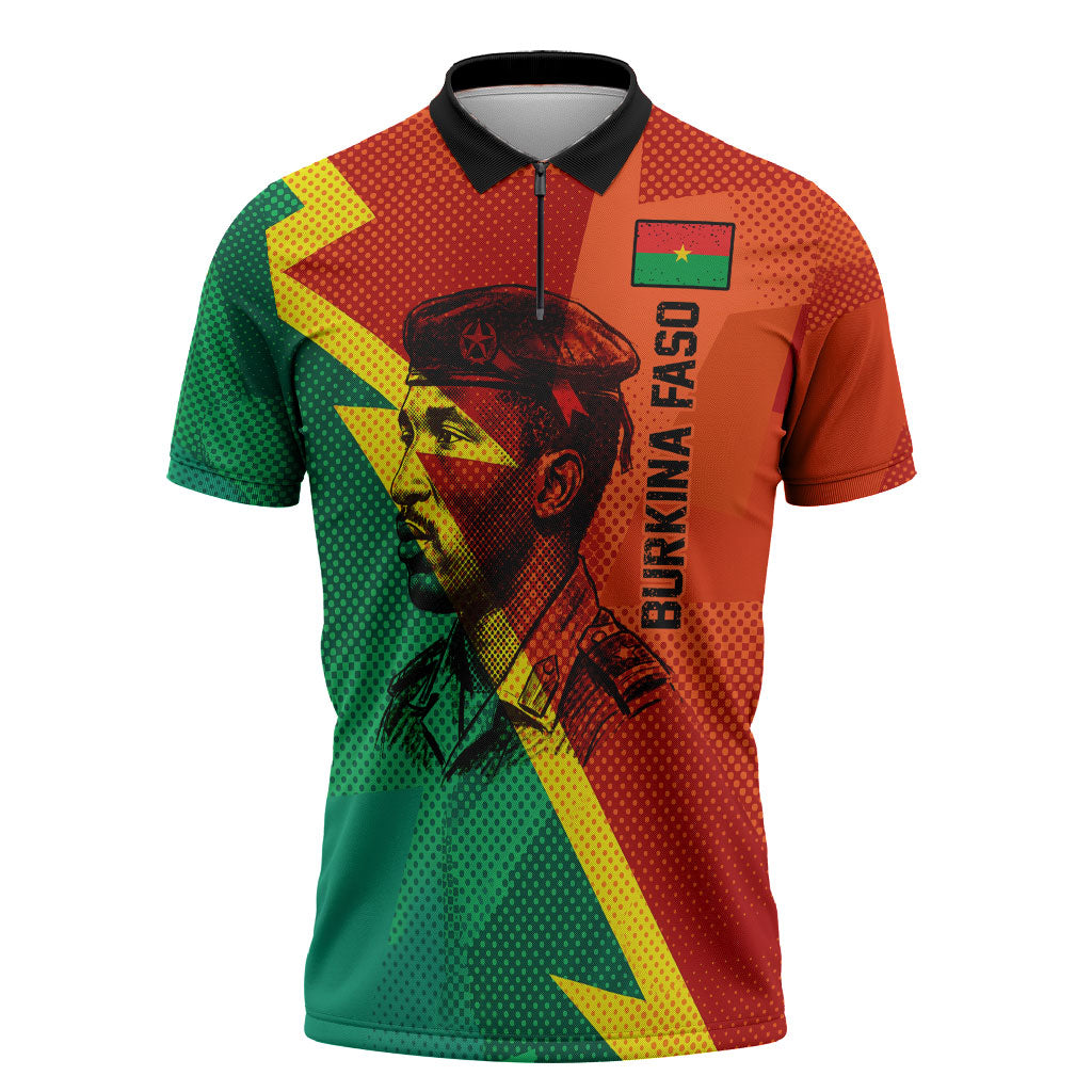 Burkina Faso Independence Day Thomas Sankara Zipper Polo Shirt Revolution Heritage Broken Chains Graphic