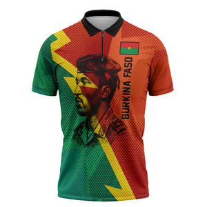 Burkina Faso Independence Day Thomas Sankara Zipper Polo Shirt Revolution Heritage Broken Chains Graphic