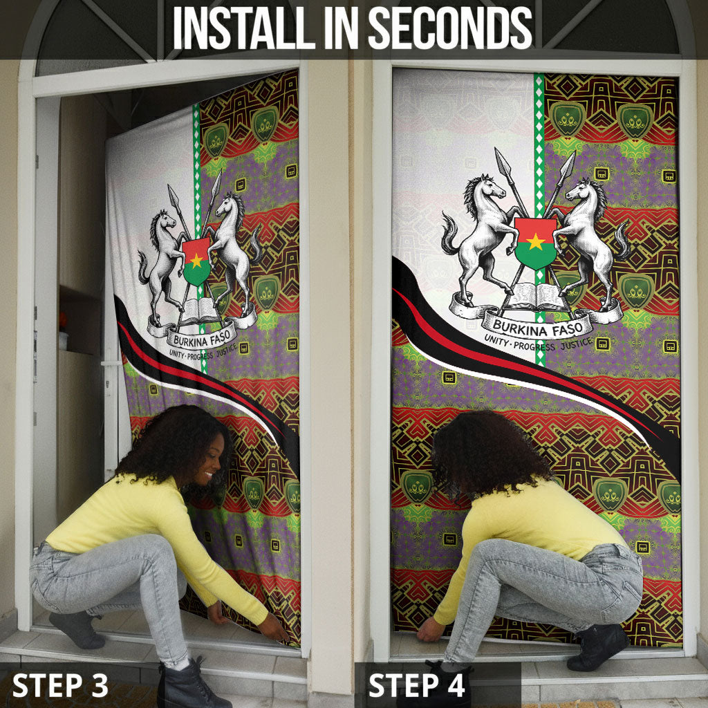 Burkina Faso Independence Day Coat Of Arms Door Cover National Stallion Shield