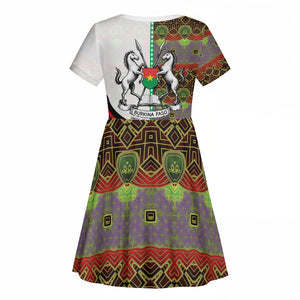 Burkina Faso Independence Day Coat Of Arms Kid Short Sleeve Dress National Stallion Shield