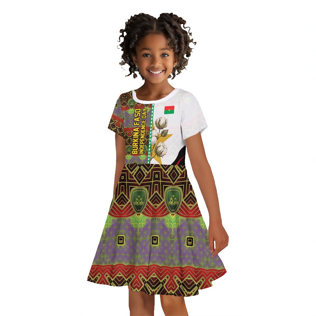 Burkina Faso Independence Day Coat Of Arms Kid Short Sleeve Dress National Stallion Shield