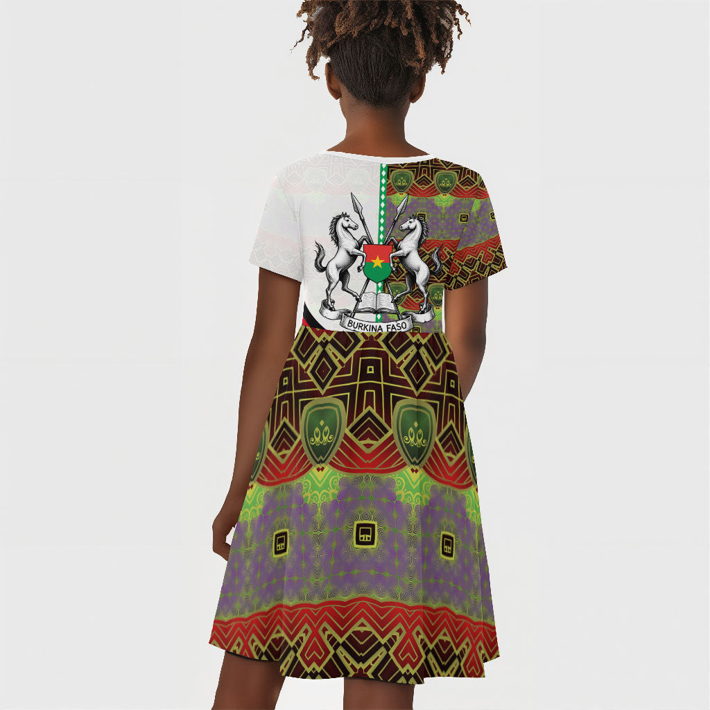 Burkina Faso Independence Day Coat Of Arms Kid Short Sleeve Dress National Stallion Shield