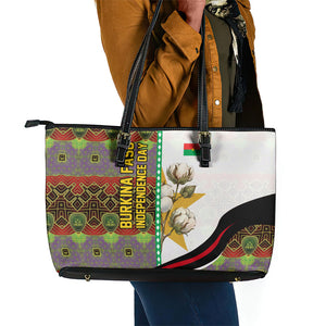 Burkina Faso Independence Day Coat Of Arms Leather Tote Bag National Stallion Shield