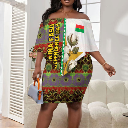 Burkina Faso Independence Day Coat Of Arms Off Shoulder Short Dress National Stallion Shield