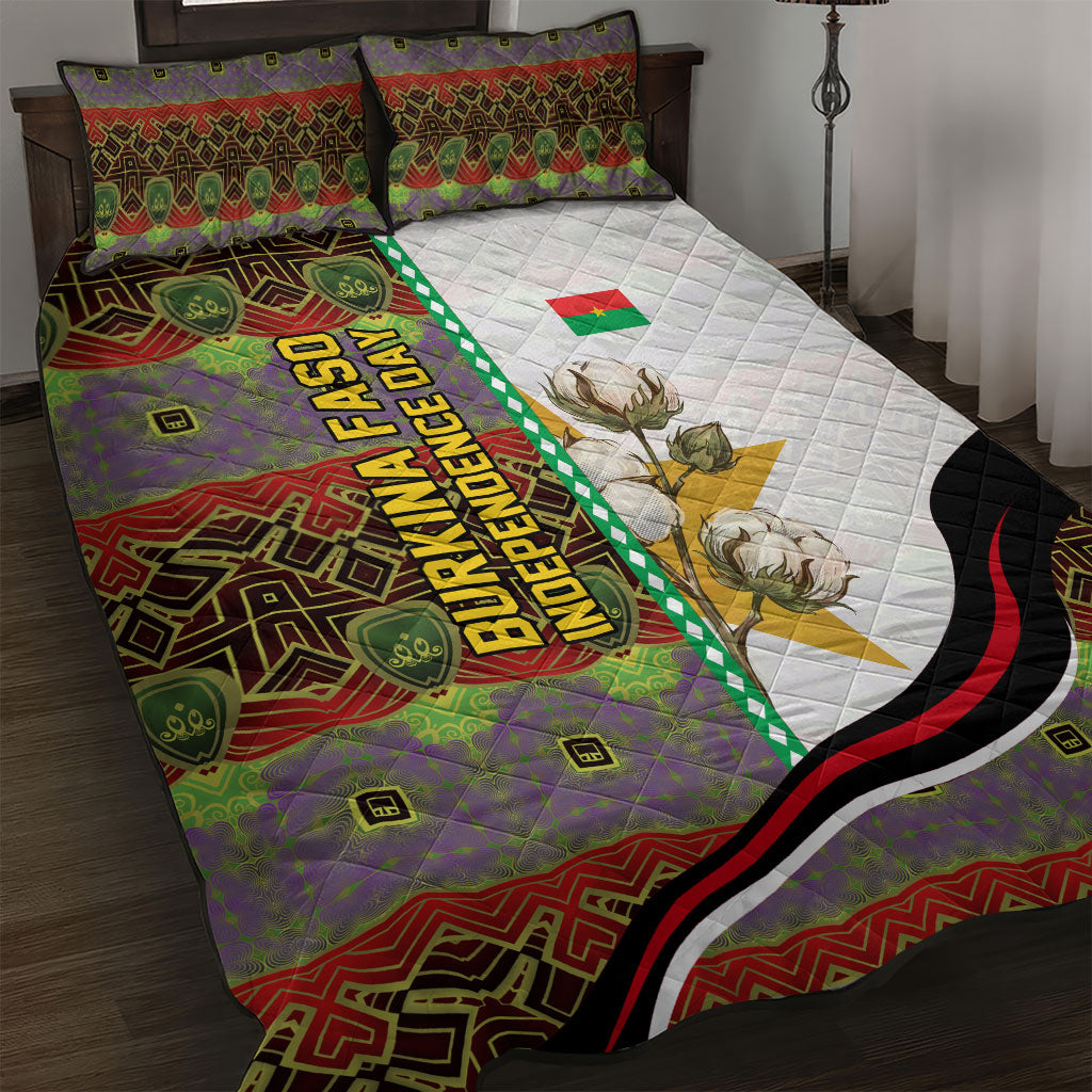Burkina Faso Independence Day Coat Of Arms Quilt Bed Set National Stallion Shield