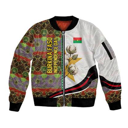 Burkina Faso Independence Day Coat Of Arms Sleeve Zip Bomber Jacket National Stallion Shield