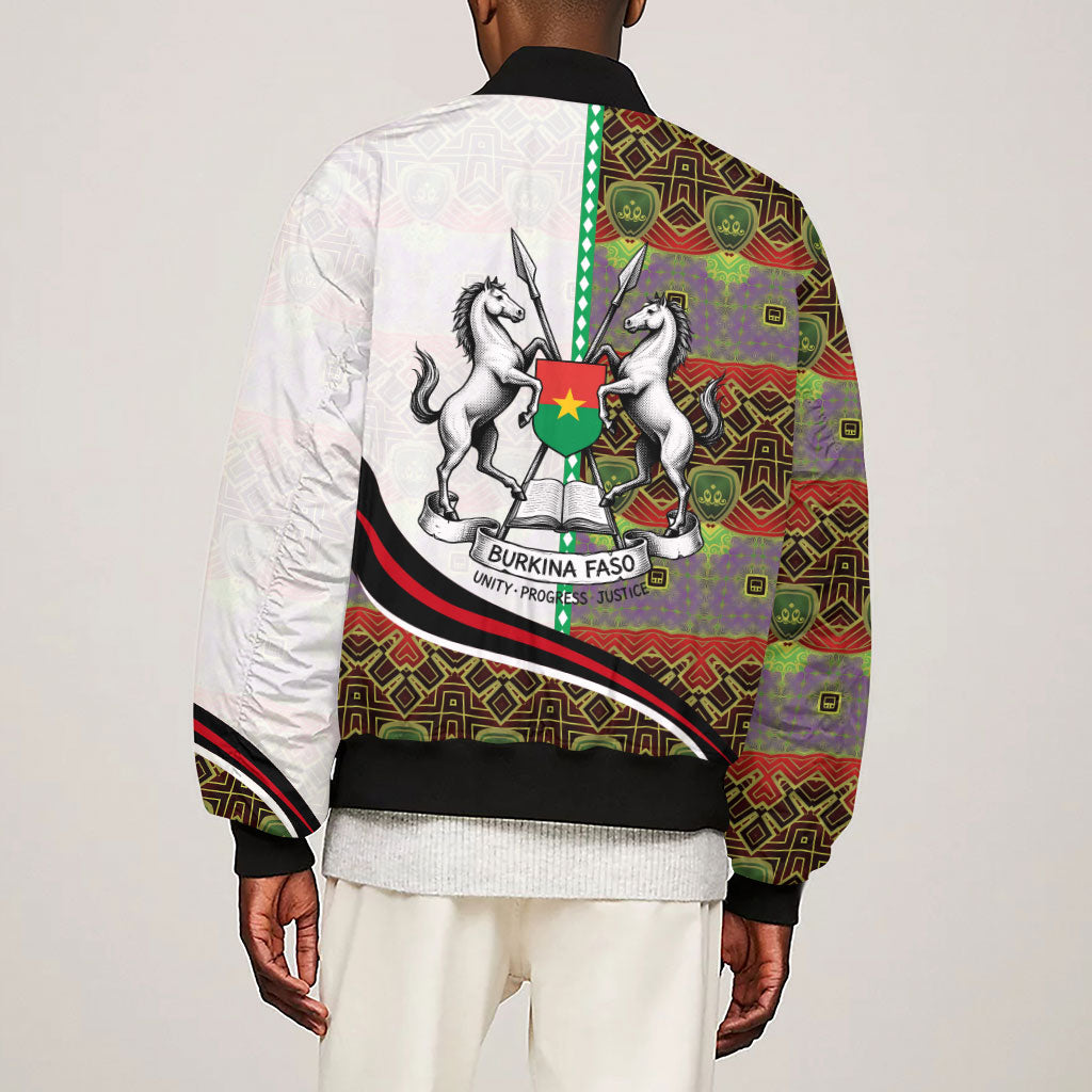 Burkina Faso Independence Day Coat Of Arms Sleeve Zip Bomber Jacket National Stallion Shield