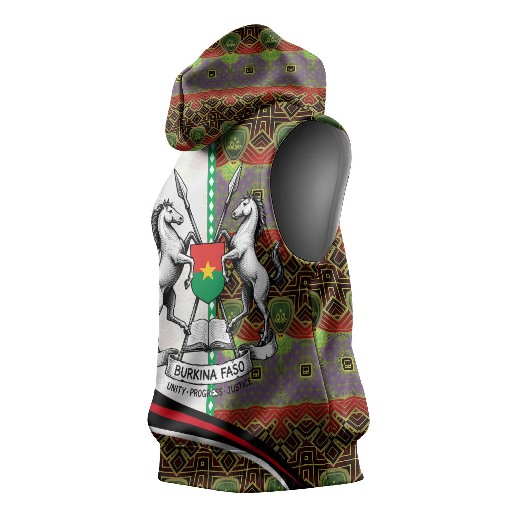 Burkina Faso Independence Day Coat Of Arms Sleeveless Hoodie National Stallion Shield