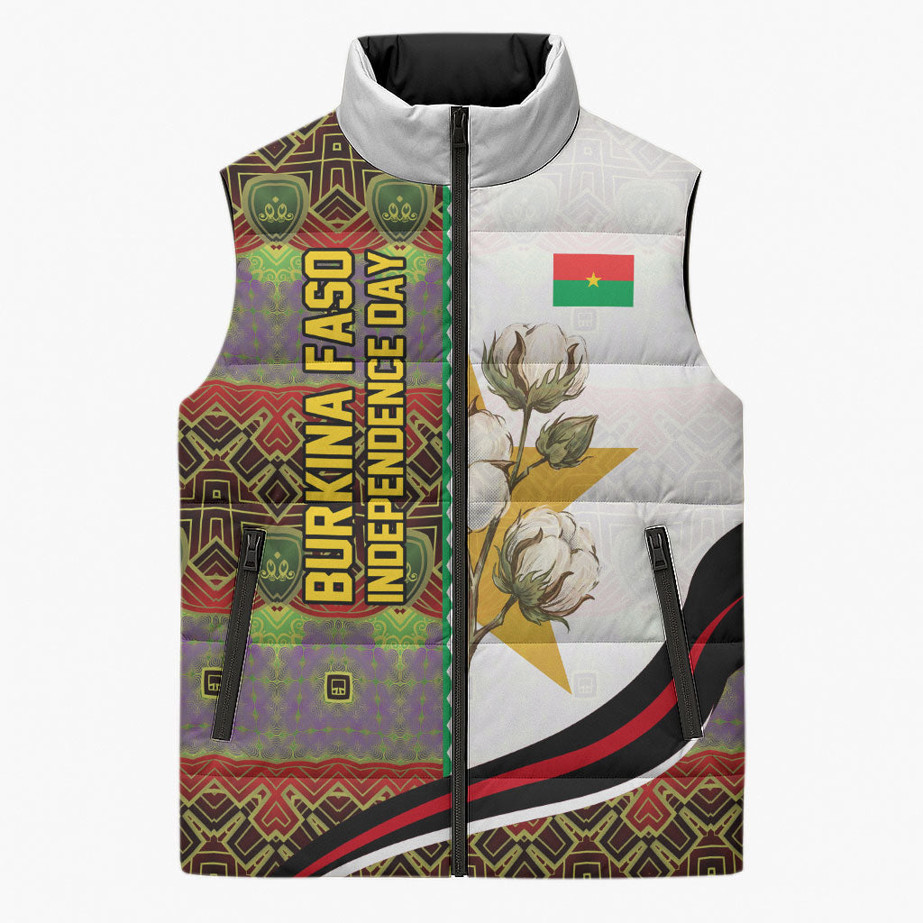 Burkina Faso Independence Day Coat Of Arms Sleeveless Puffer Jacket National Stallion Shield
