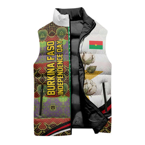 Burkina Faso Independence Day Coat Of Arms Sleeveless Puffer Jacket National Stallion Shield