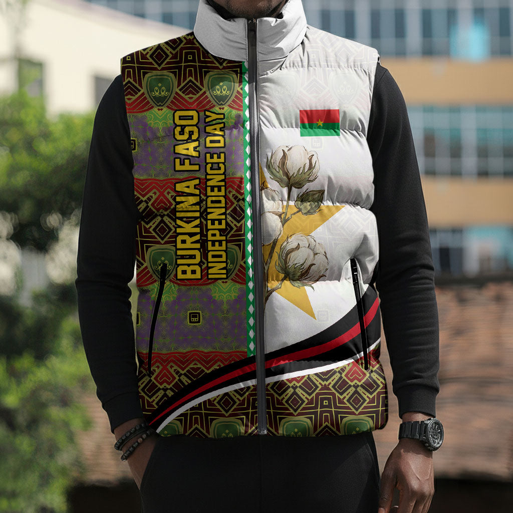 Burkina Faso Independence Day Coat Of Arms Sleeveless Puffer Jacket National Stallion Shield