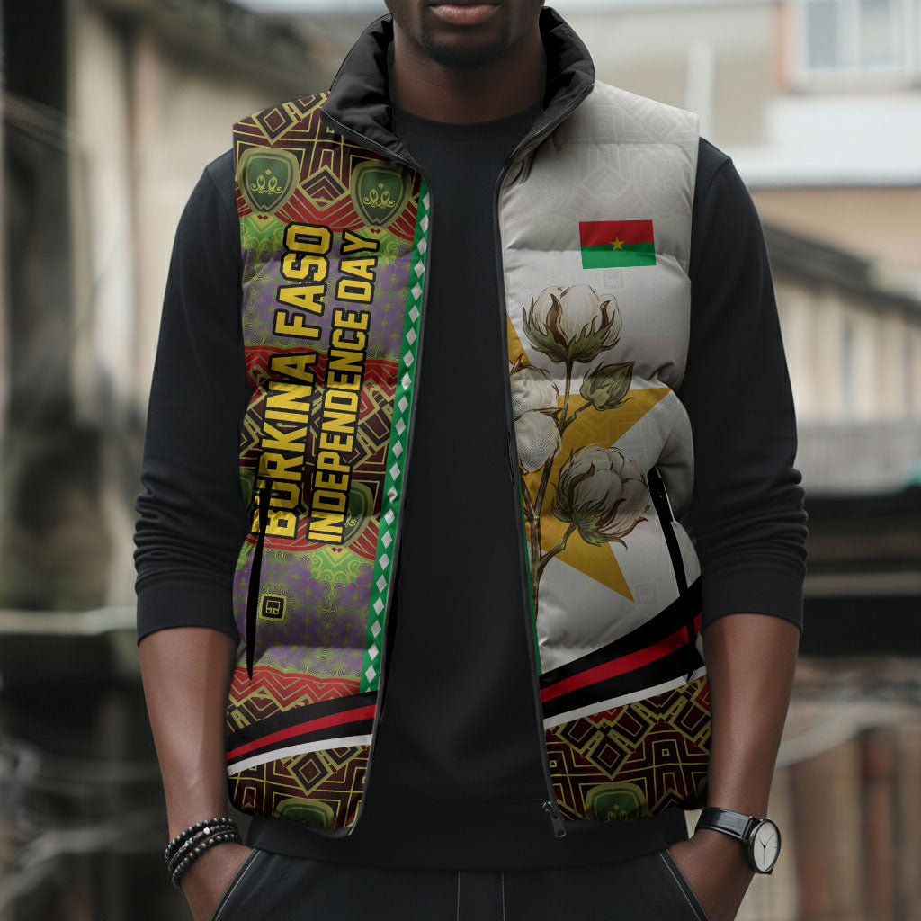 Burkina Faso Independence Day Coat Of Arms Sleeveless Puffer Jacket National Stallion Shield