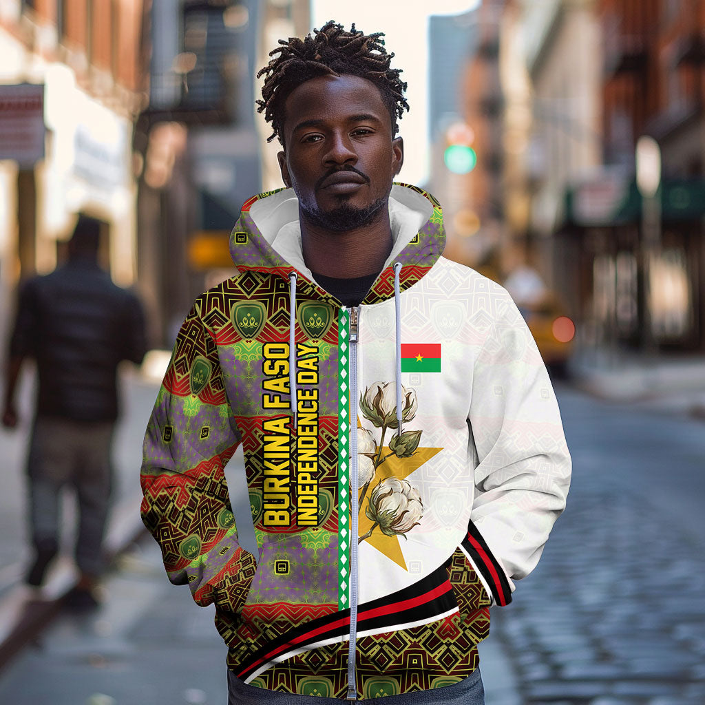Burkina Faso Independence Day Coat Of Arms Zip Hoodie National Stallion Shield