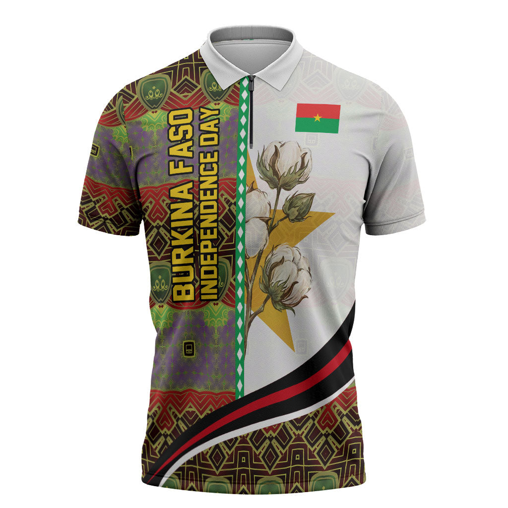 Burkina Faso Independence Day Coat Of Arms Zipper Polo Shirt National Stallion Shield