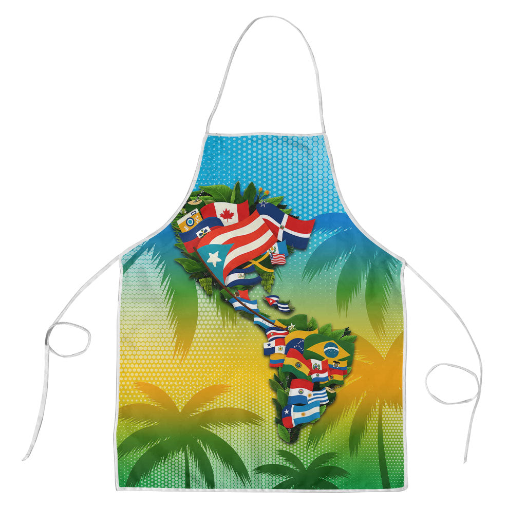 Caribbean-American Heritage Month Apron Colorful Caribbean & Latin American Flag Map