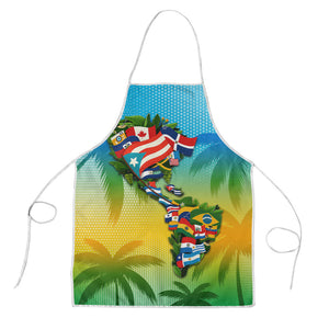 Caribbean-American Heritage Month Apron Colorful Caribbean & Latin American Flag Map
