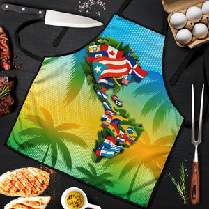 Caribbean-American Heritage Month Apron Colorful Caribbean & Latin American Flag Map